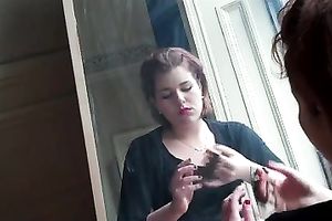 My self confident amateur wife looks nice-looking smokin' a cigarette