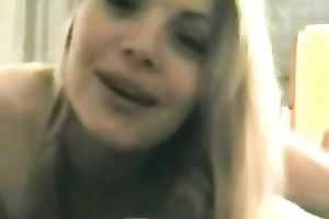 Beautiful golden-haired drives me avid with a blow job in interracial POV video