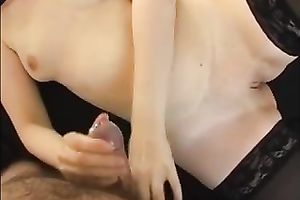 Milf hawt brunette hair cheating wife in dark nylons plays with my jock