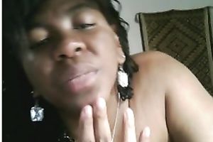 Webcam vid with swarthy fattie playing with her large mounds