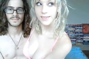 Freaky breasty blondie and her 4 eyed dude are plan to make sex video