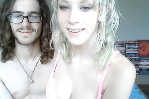 Freaky breasty blondie and her 4 eyed dude are plan to make sex video