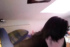 Fat German brunette hair slut on livecam masturbates alone