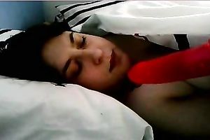 Horny brunette hair lalin girl blows a marital-device during the time that I see her on livecam