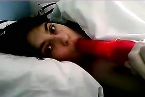 Horny brunette hair lalin girl blows a marital-device during the time that I see her on livecam