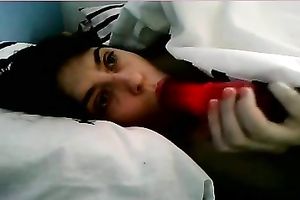 Horny brunette hair lalin girl blows a marital-device during the time that I see her on livecam