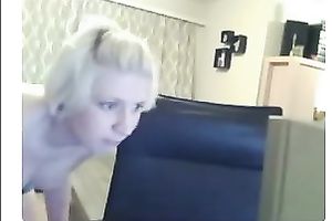 Blonde web camera hottie shows off her merry rack and round ass