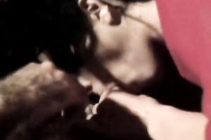 Appetizing black haired hottie acquires her mangos smeared with man juice