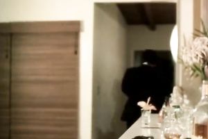 Appetizing black haired hottie acquires her mangos smeared with man juice