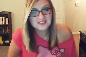 Very cute blond Married slut flashes her diminutive tits on livecam
