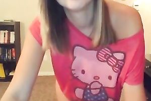 Very cute blond Married slut flashes her diminutive tits on livecam