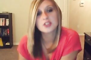 Very cute blond Married slut flashes her diminutive tits on livecam