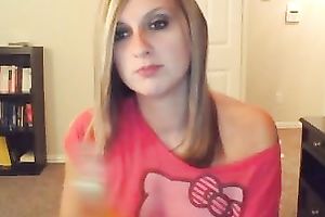 Very cute blond Married slut flashes her diminutive tits on livecam
