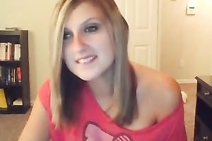 Very cute blond Married slut flashes her diminutive tits on livecam