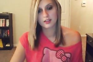 Very cute blond Married slut flashes her diminutive tits on livecam