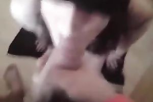 Blindfolded cute girlfriend gets a creamy load of facial cum