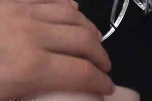 Bold floozy with tattooed head exposes her precious bumpers