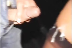 Me and my buddies jerk our cocks off and cum on a girl's wet crack