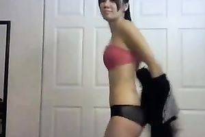 Slim Asian cutie undresses and strokes her good skinny body