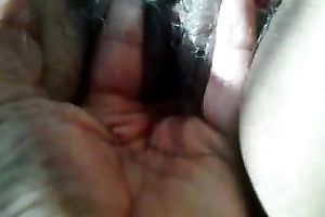 My wife's hirsute snatch is disgusting but I love playing with her bawdy cleft