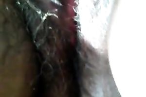 My wife's hirsute snatch is disgusting but I love playing with her bawdy cleft