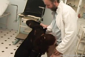 A concupiscent elderly doctor seduces a obese whore and copulates her