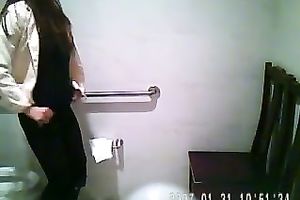 Hidden camera in the ladies' room catches Korean hotwife pissing