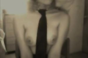 My breasty paramour makes out with me after I bind a tie on her neck