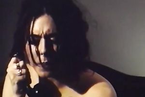 Sassy brunette beauty stuffs her hirsute vagina with a handset