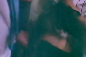 Horny brunette hair doxy in mask receive gang team-fucked by multiple studs