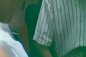 Horny brunette hair doxy in mask receive gang team-fucked by multiple studs