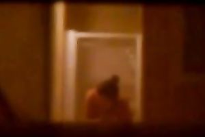 Caught my hot female guest with giant bazookas taking a shower