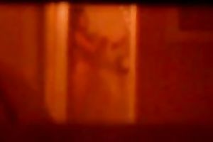 Caught my hot female guest with giant bazookas taking a shower