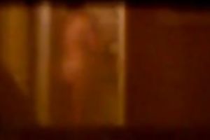 Caught my hot female guest with giant bazookas taking a shower