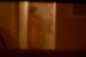 Caught my hot female guest with giant bazookas taking a shower