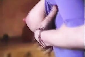 Solo movie with my dirty slut wife squeezing her large natural boobs