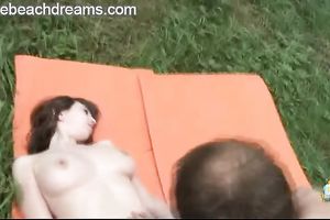 Lusty hoe with nice round wobblers lets her paramour finger group-sex her slit