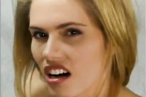 Short haired blond wench gives excellent oral stimulation to her ally