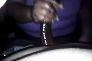 Playing with a dark shiny oiled up knob of my boyfriend