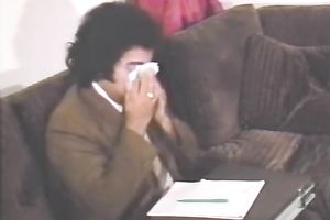 Sensual retro golden-haired sucks 2 jocks with closed eyes