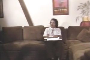 Sensual retro golden-haired sucks 2 jocks with closed eyes