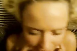 Busty hawt golden-haired horny white wife stretched her face hole to tease me