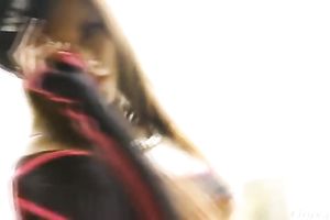 Strikingly charming sweetheart is dancing striptease for me