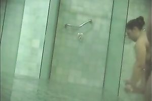 Voluptuous mamma of my girlfriend takes shower on hidden web camera