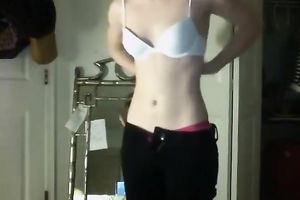 Webcam solo video with a nerdy non-professional playgirl stripping