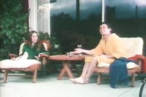Hot dark brown floozy receives nailed in missionary pose by the pool