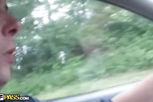 Nasty dark-haired honey shows her slit and gives head to her BF