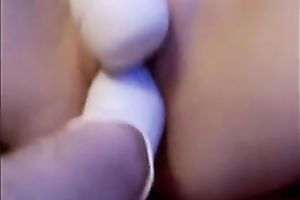 Fisted and pushed her muff with big dildo to satisfy her