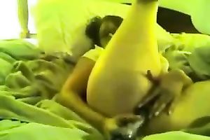 All-holes toying cam scene with a nerdy pigtailed woman