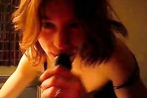 Redhead's Jaw Drops To Gulp His Thick Dark Shlong